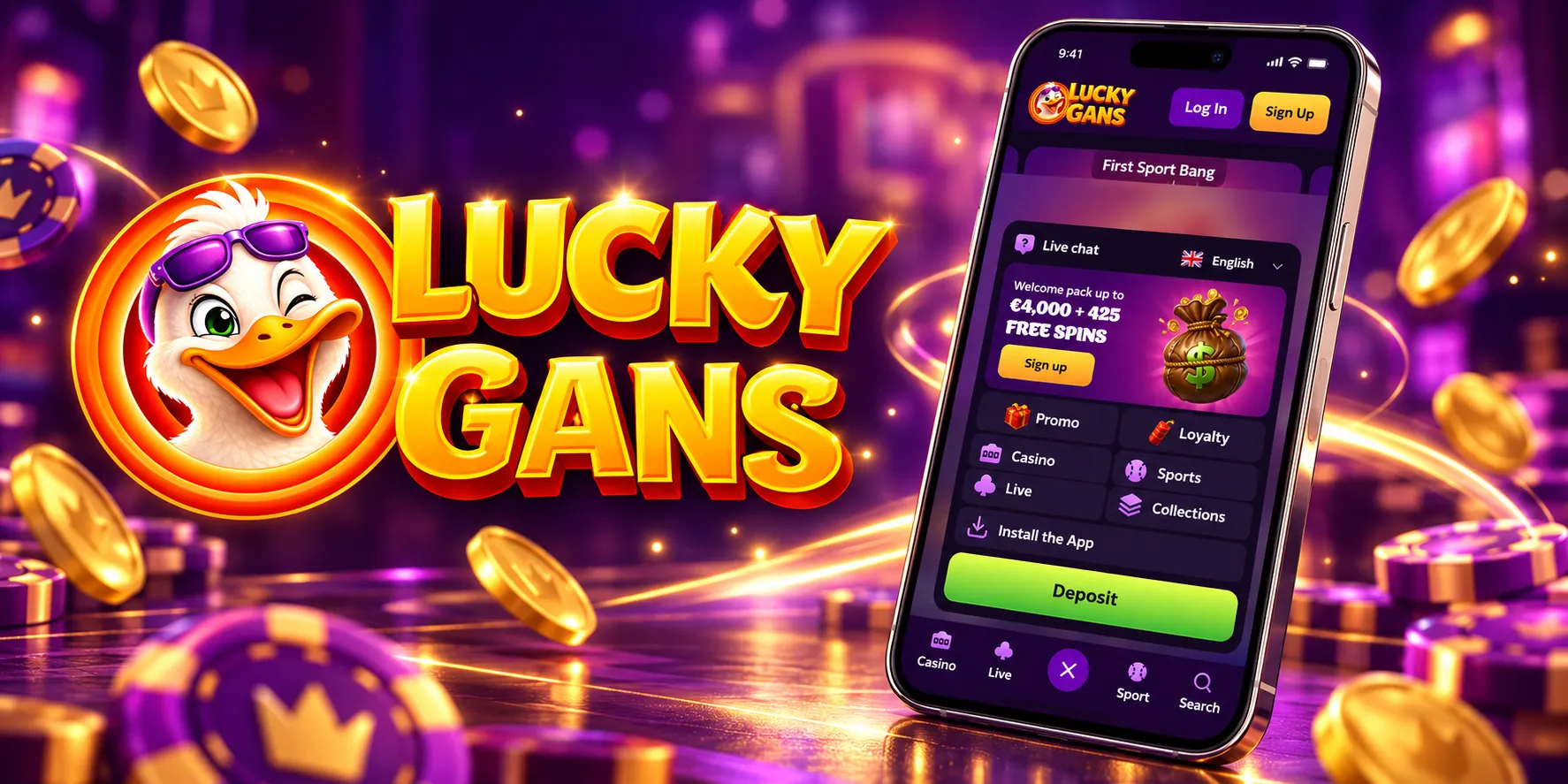 LuckyGans Casino App-schermafbeelding